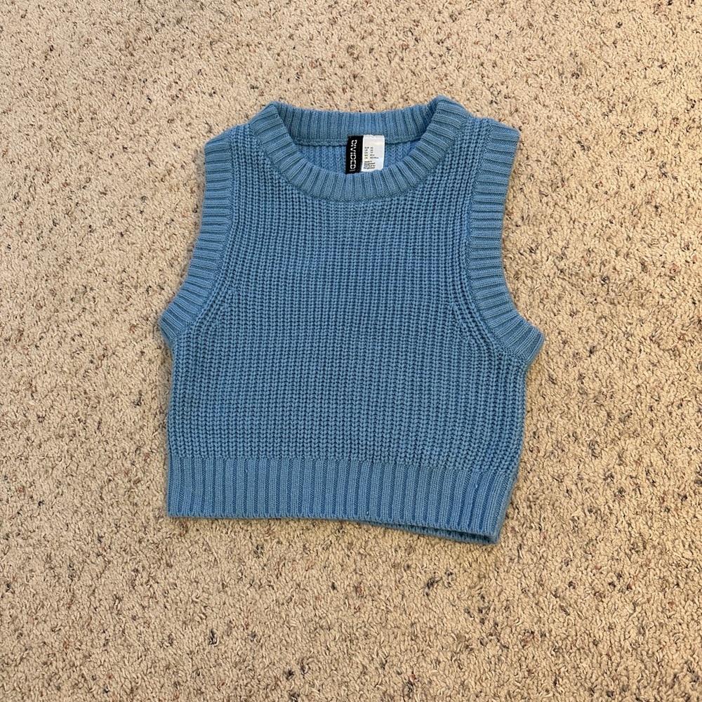 H&M: Blue Cropped Sweater Vest